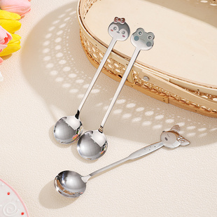 卡通304不锈钢搅拌勺可爱一体咖啡勺 儿童婴儿辅食饭勺汤勺小调羹