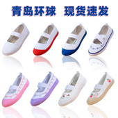 女童舞蹈鞋 白鞋 幼儿园室内鞋 运动演出鞋 男童体操鞋 儿童白色帆布鞋