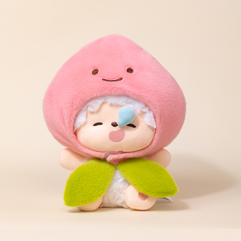 正版喜羊羊与灰太狼毛帽子系列绒玩偶桃子头套懒羊羊公仔玩具娃娃