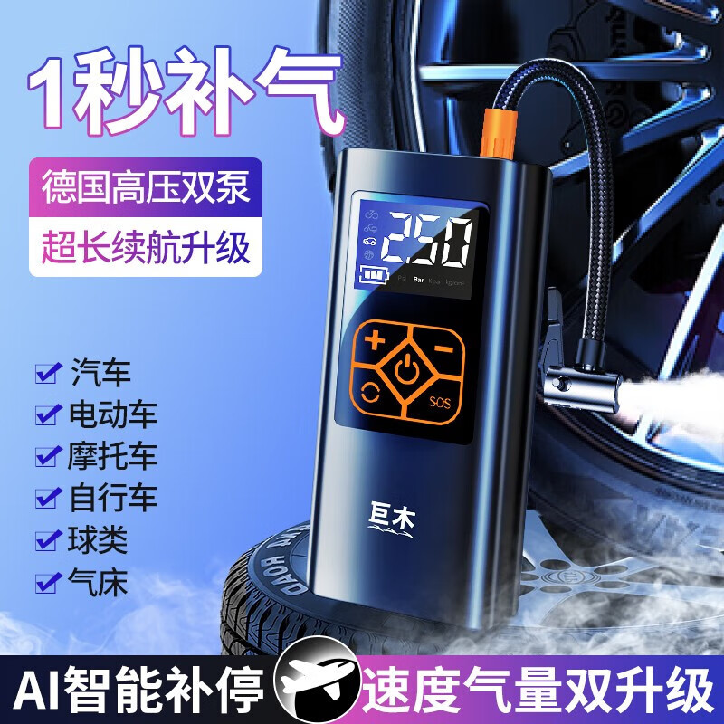 【德系品质】双泵高压智能充气泵