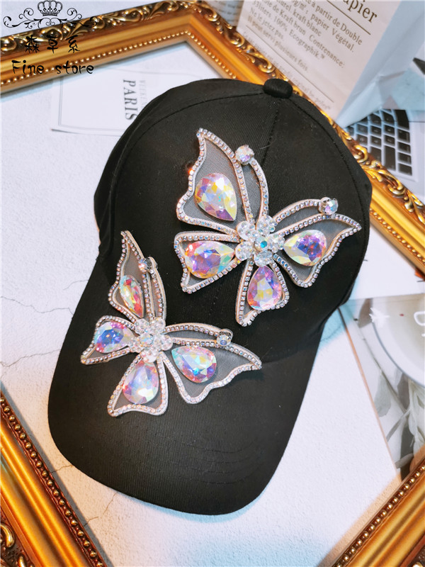 秋季水钻蝴蝶结休闲风户外棒球帽
