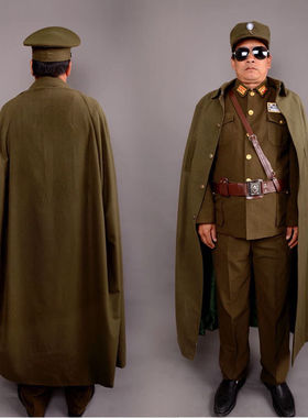 披风毛呢大衣国民军官表演服黄埔军校服装美式士兵服饰国军