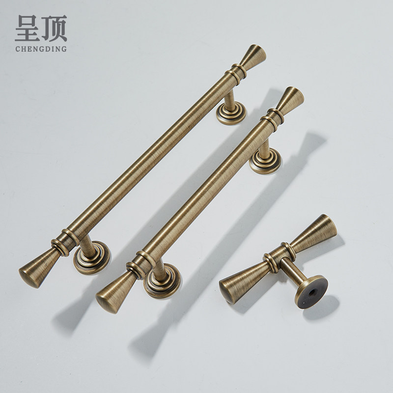 呈顶古铜色法式黄铜柜门把手抽屉厨房宋氏美学衣柜复古仿古长拉手