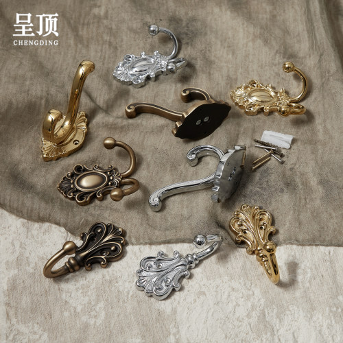 呈顶黄铜仿古实心古铜色衣钩双钩