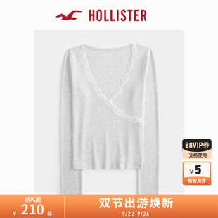 Hollister25秋冬新款 T恤女裝 KI339 5001 甜辣蕾絲V領內搭打底長袖