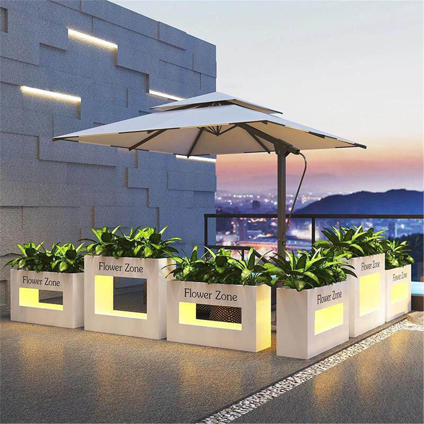 户外防腐铁艺花箱定制不锈钢创意组合花架广场商业街外摆隔断花槽