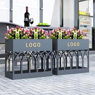 定制户外不锈钢铁艺花箱咖啡厅隔断售楼部广场长方形花槽种植箱