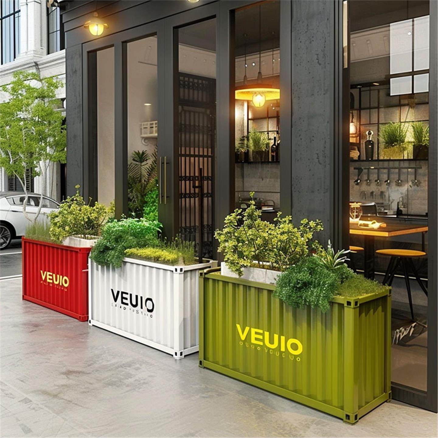 户外庭院隔断花箱组合花园绿植种植箱园林景观围挡不锈钢花槽定制