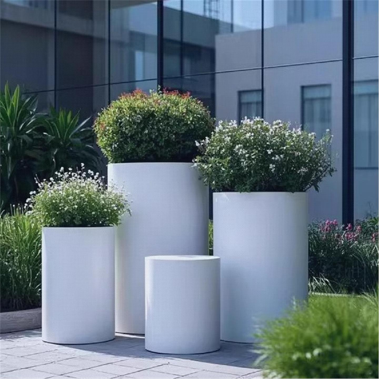 花箱不锈钢户外铁艺隔断外摆围栏金属大型花盆室外圆形市政花槽组