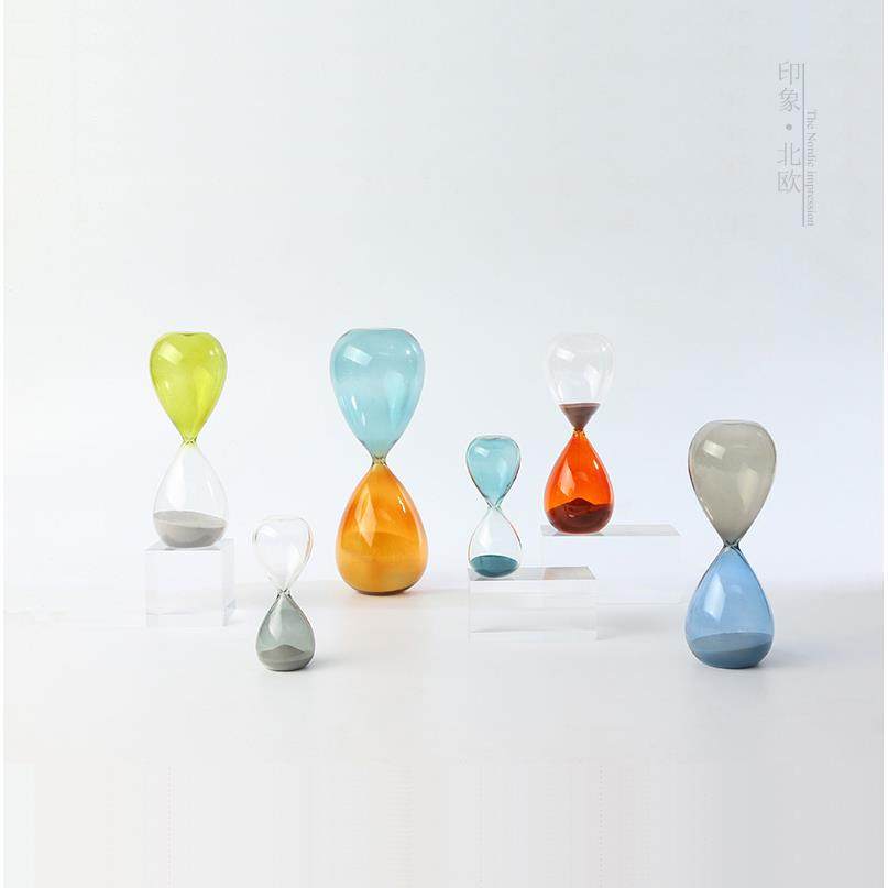 北欧time 时间沙漏丹麦创意家居摆件彩色玻璃计时器儿童30 15分钟