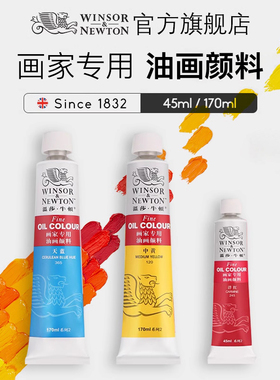 温莎牛顿油画颜料画家专用初学者儿童绘画单支管状油彩颜料套装12色24色36色白色金色钛白170ml/45ml双油壶