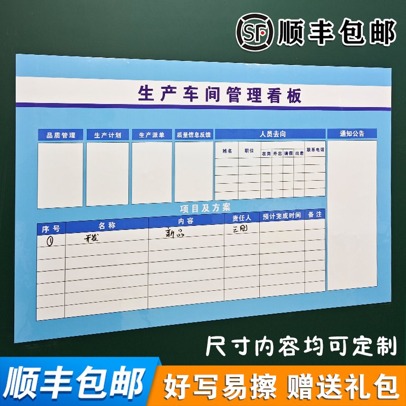 车间企业文化可擦写定制白板贴