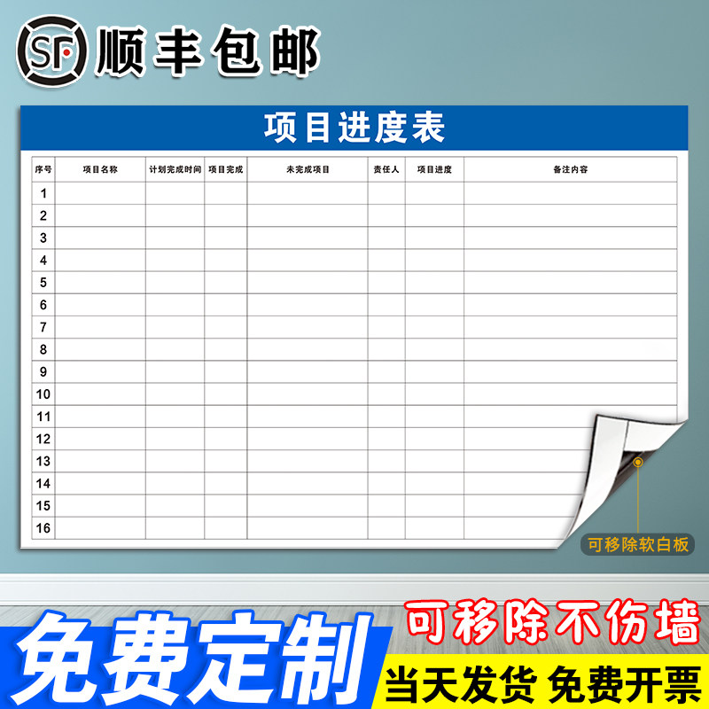 【项目进度表】软磁白板定制内容