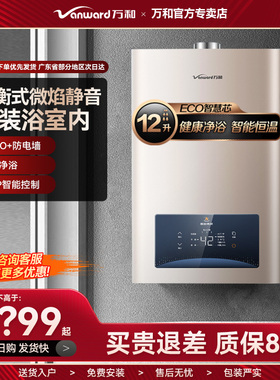 万和WE3W12平衡式燃气热水器家用卫生间天然气液化气12升恒温防冻
