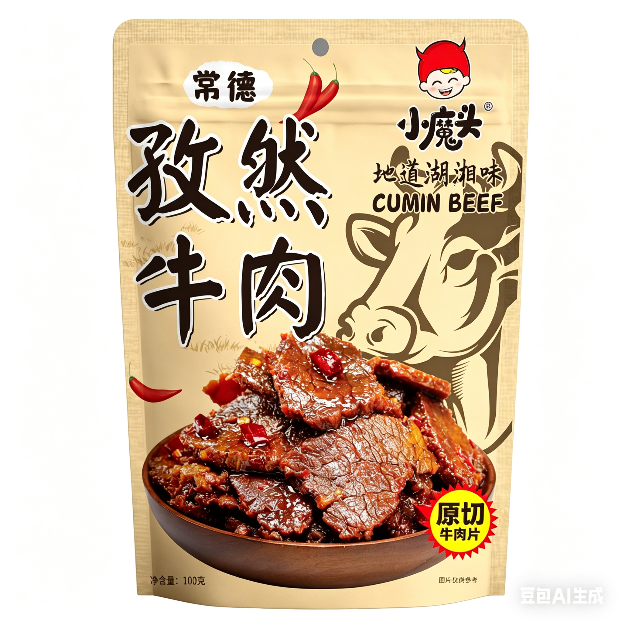 湖南常德津市特产小魔头手工孜然牛肉干熟食即食新鲜卤味零食小吃