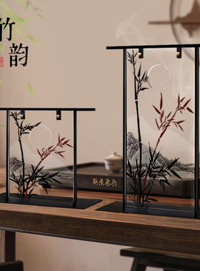 中式小屏风茶台茶桌氛围布置竹子隔断桌面装饰品宋代美学摆件