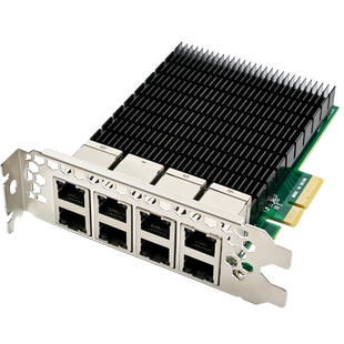 GRIS 8口千兆网卡PCI-E台式机电脑Win11免驱动工业级I350AM4+监控相机视觉采集卡群晖汇聚esxi软路由以太网线