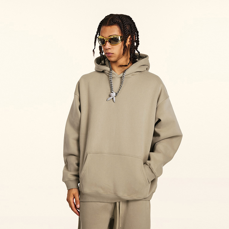 高街345G加绒纯色连帽卫衣