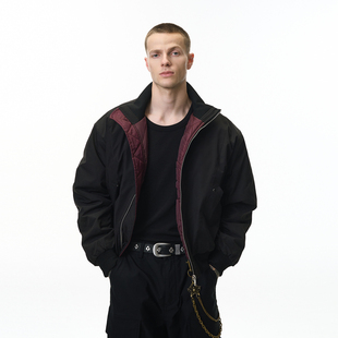 美式街头立领飞行夹克男冬季cleanfit解构剪裁加厚保暖棉服外套潮