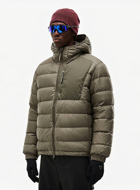 潮牌防泼水拼色连帽羽绒服男女冬季保暖情侣轻便休闲户外运动外套