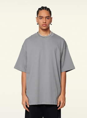 345G重磅纯色T恤男短袖潮牌高街基础简约休闲宽松半袖体恤打底衫