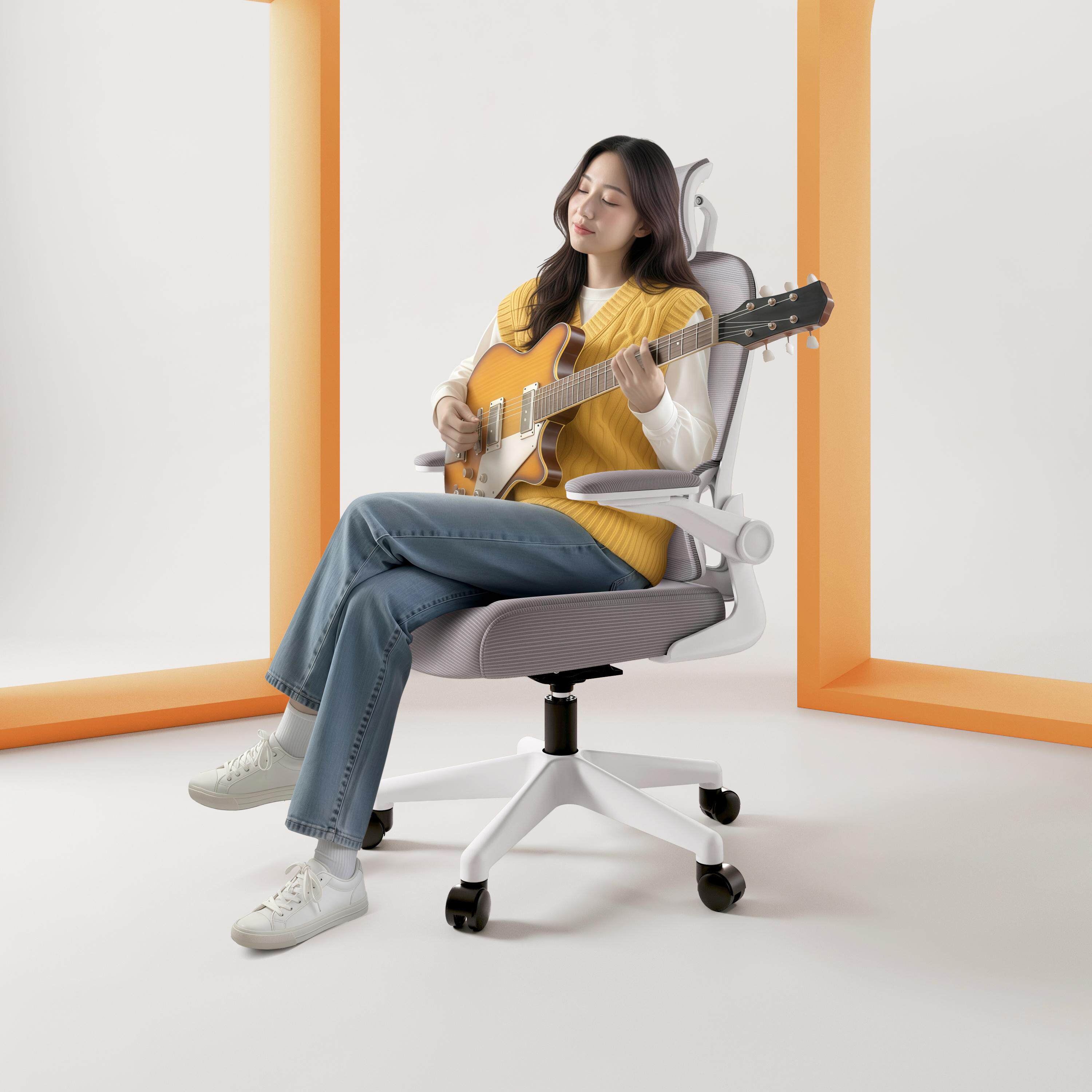 双背悬浮腰托舒适护腰电脑椅子