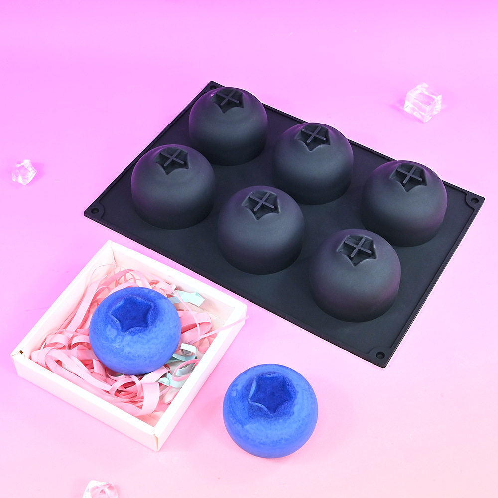 6连blueberry蓝莓黑加仑甜品慕斯蛋糕硅胶模具法式水果甜点模具