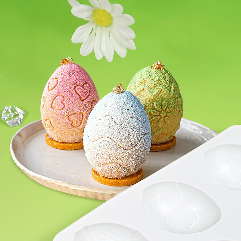 复活节6连复活蛋慕斯蛋糕模 爱心鸡蛋巧克力硅胶模具装饰烘焙工具