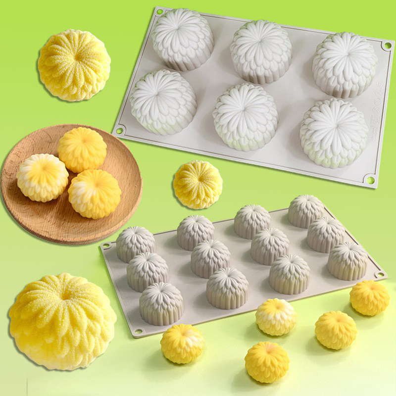 12连菊花和果子慕斯蛋糕模具花苞甜点巧克力烘焙硅胶磨具茶歇模具