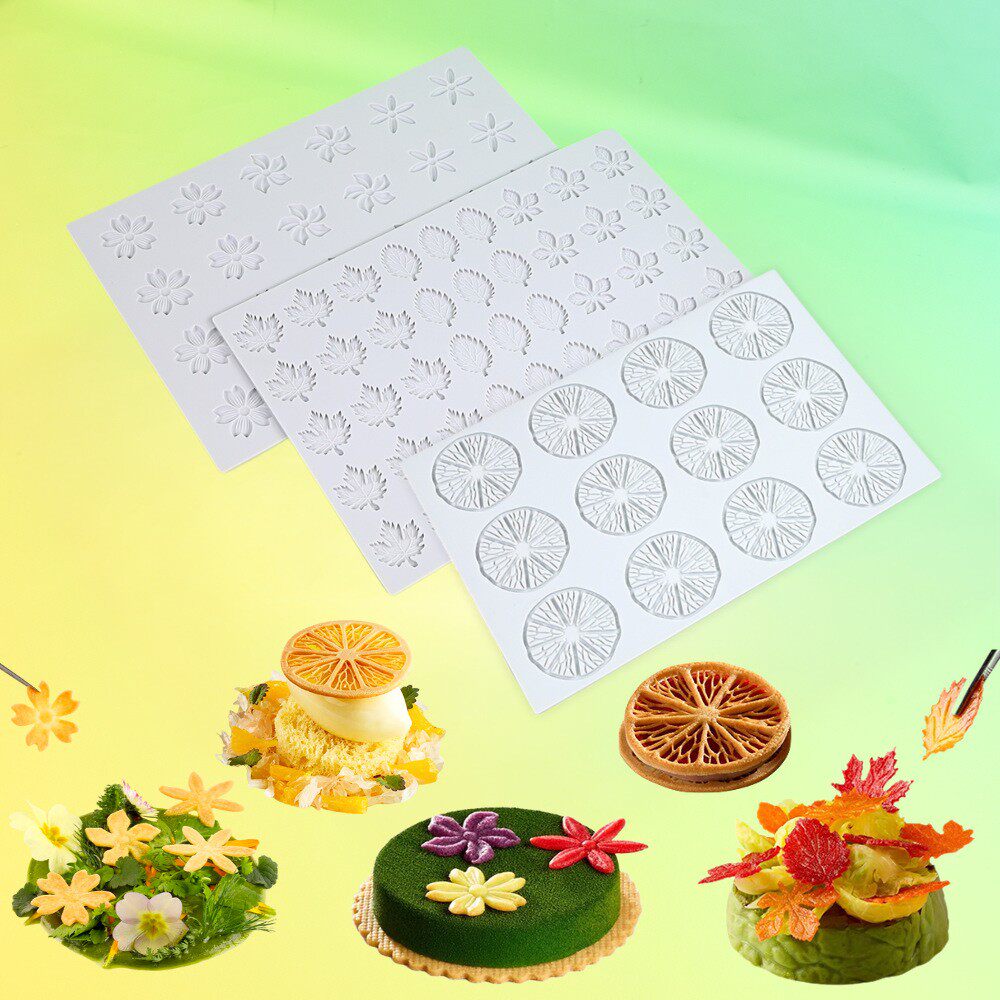三合一花朵枫叶意境菜脆片模具图片