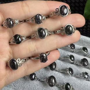 好记水晶黑发晶戒指铜托镶嵌小众复古高级精致感随机发送朋友家人