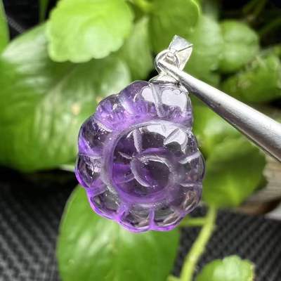 好记水晶紫晶海螺款吊坠s925银镶嵌时尚显贵气送朋友礼物随机发