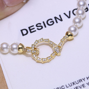 DIY配件镀金新款灵蛇珍珠项链扣头毛衣链锁扣蛇形手链扣子配饰品