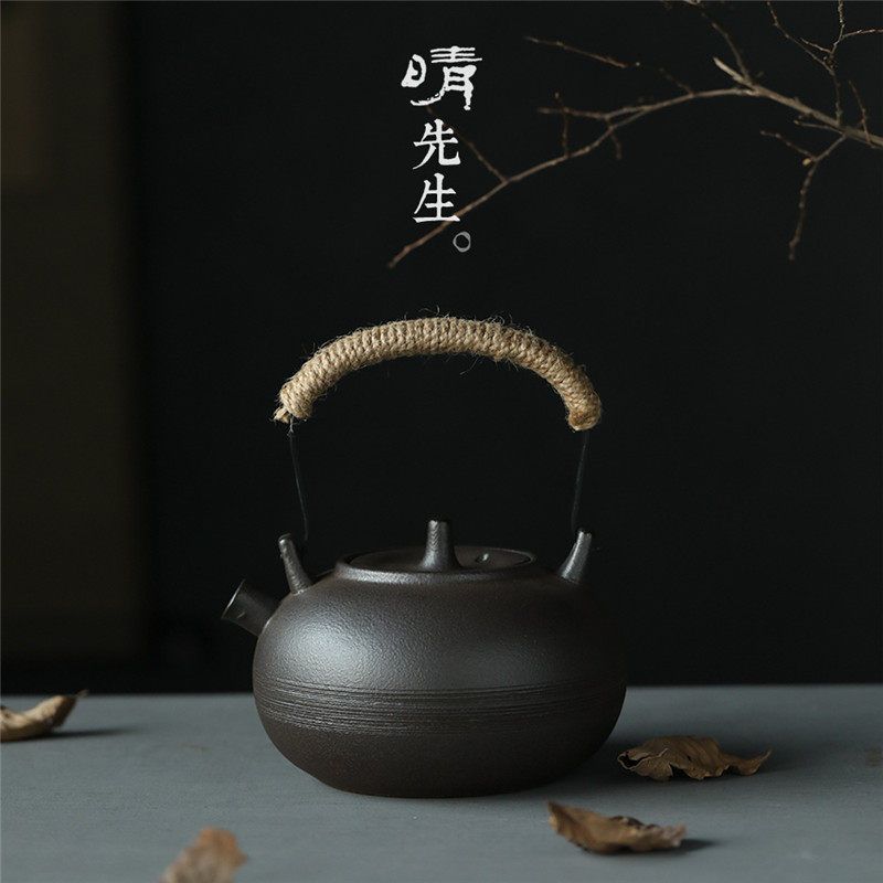 纯手工家用茶具泡茶烧水壶茶壶黑陶禅道电陶炉风炉两用煮茶大容量