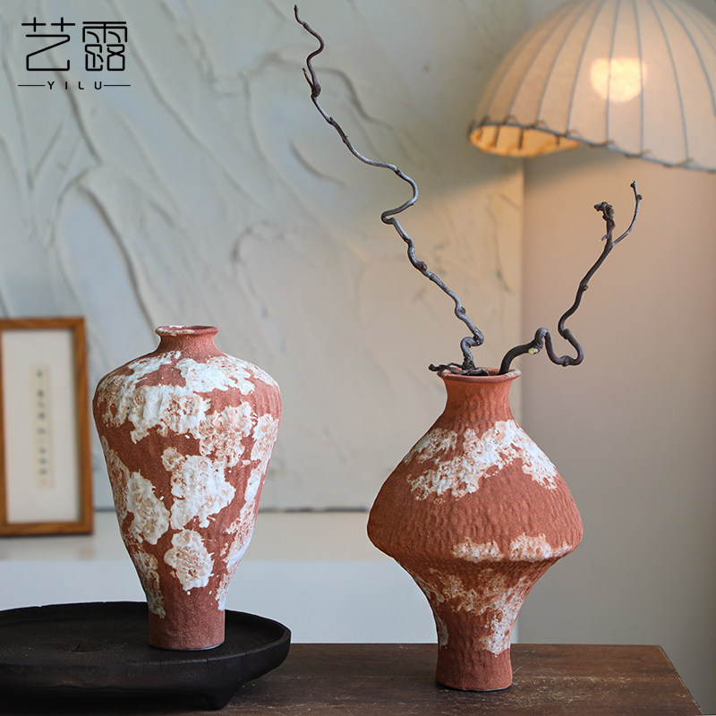 景德镇禅意复古陶瓷台面花瓶侘寂风雅致粗陶冷香瓶民宿茶室插花器,家居饰品,花瓶,淘宝优惠券,粉丝福利购,淘宝优惠卷