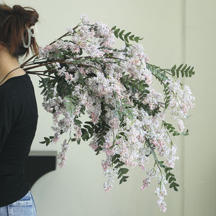 高品质丁香仿真花高级感假花摆设客厅装饰花仿生花法式大枝洋槐花