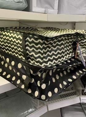 宜家国内代购 塞克夏劳 储物袋 黑色/灰白 波点图案69x51x19厘米