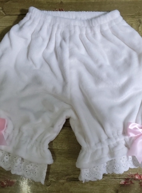 珊瑚绒Lolita秋冬毛绒绒荷叶边保暖打底安全南瓜裤软糯舒适灯笼裤