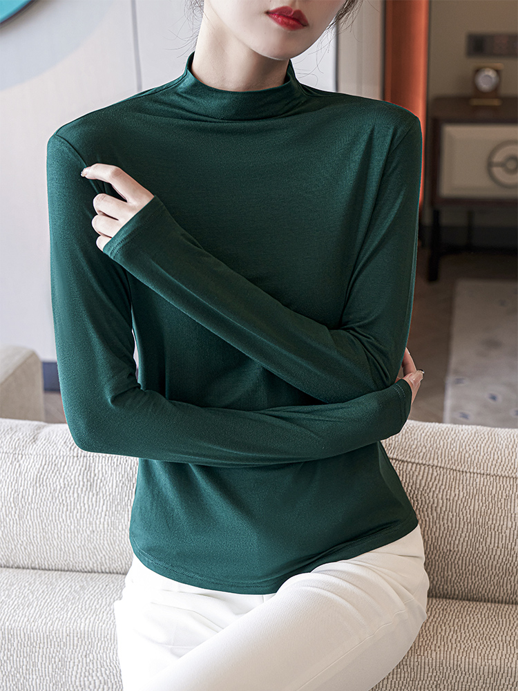 Base coat Internal lap 2021 Autumn new pattern Thin section fashion Western style Half a Long sleeve T-shirt jacket modalin the Women's clothing/Boutique , T-shirt  category - from Buy2taobao.com to provide professional Taobao agent buy service