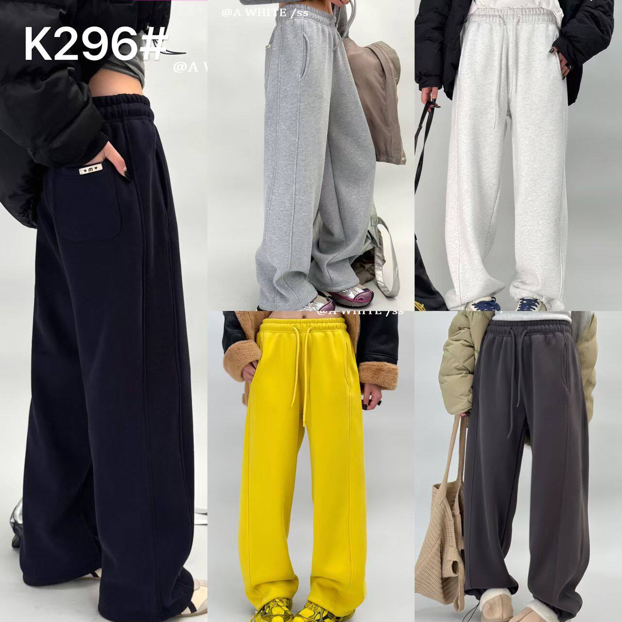 AWHITE香蕉裤2025冬新款加绒加厚休闲阔腿卫裤女广州原版K296