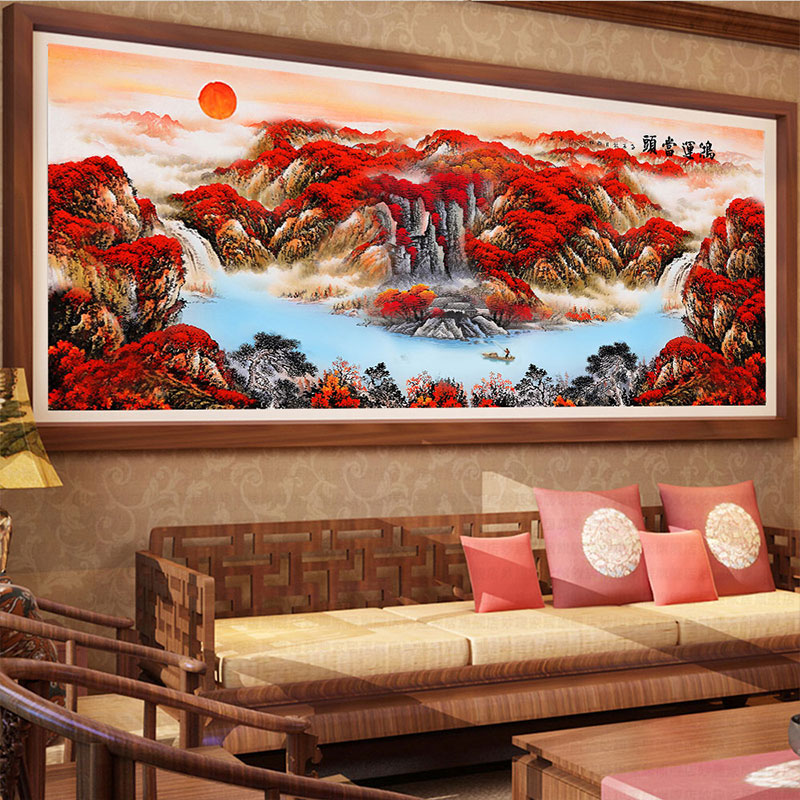 鸿运当头新款办公室山水钻石画