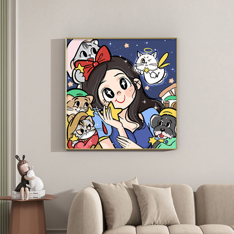 可爱卡通女孩手工钻石画儿童diy自己做礼物解闷钻石点粘贴画简单