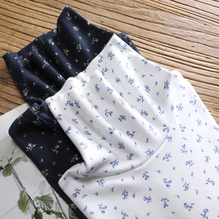 胖mmT恤内搭厚 女上衣大码 小清新日系印花高领小碎花朵长袖 打底衫