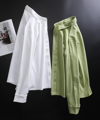 宽松通勤单排扣长袖针织棉柔软