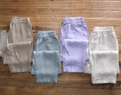 女九分长裤 麻料宽松窄版 夏薄款 子大码 雨露麻料阔腿裤 纯亚麻直筒裤