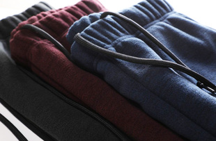 加绒卫裤 休闲运动长裤 男士 加厚束脚宽松大码 冬季 日本外贸单复古