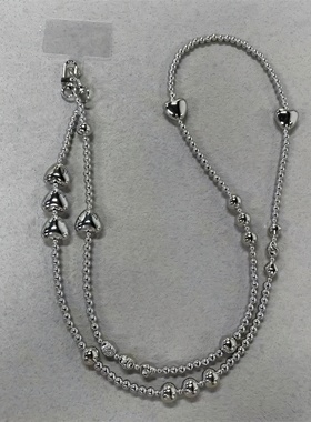 ins冷淡风手机链条斜挎可背手工串珠背包挂链爱心包包防丢挂绳链