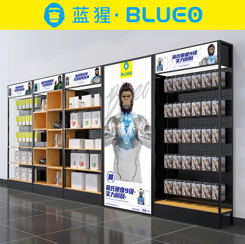 手机壳展示架靠墙配件柜铁艺潮品陈列架柜台数码货架蓝猩展柜定制怎么看?