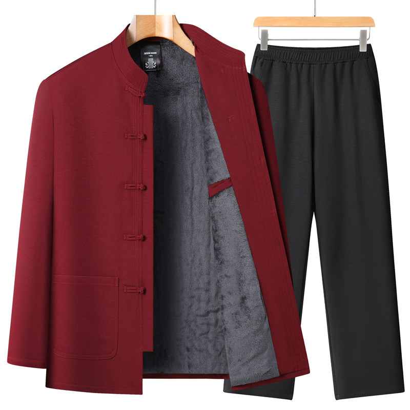 秋冬季唐装男加绒加厚爸爸棉衣套装中国风老人爷爷装汉服棉袄外套,男装,唐装,淘宝优惠券,粉丝福利购,淘宝优惠卷