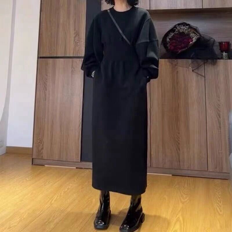 大码女装韩版秋装时尚气质高级感2025年新款宽松遮肉长裙
